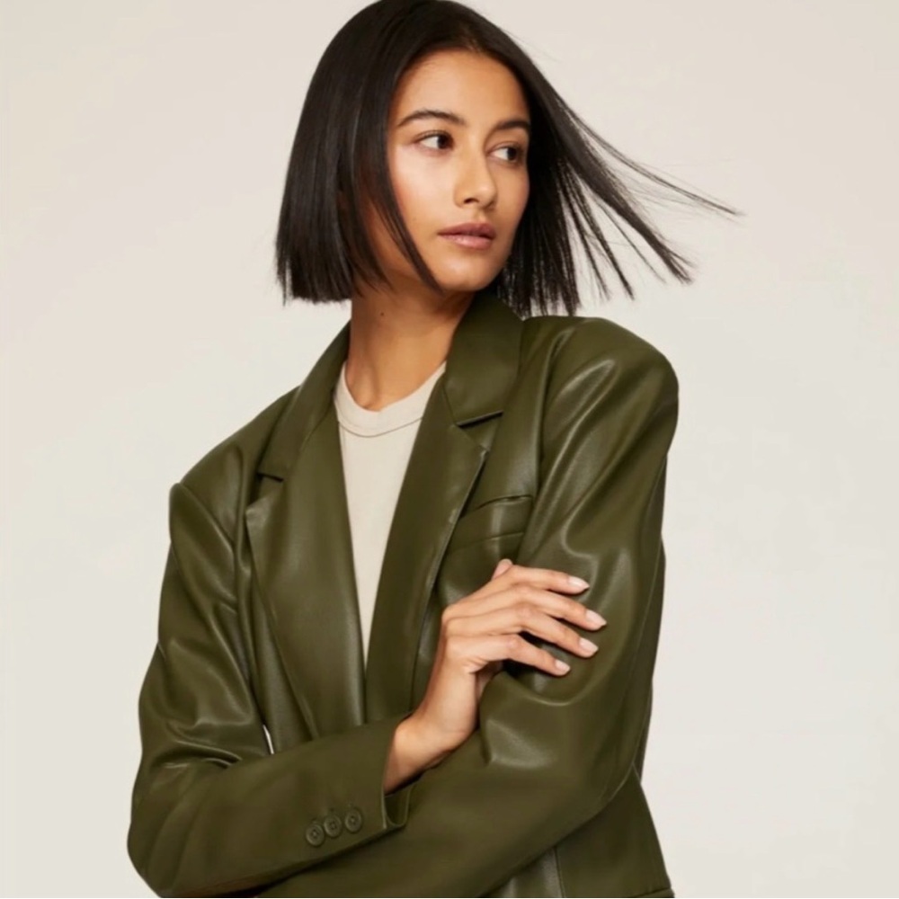 BlankNYC Olive Green Leather Blazer